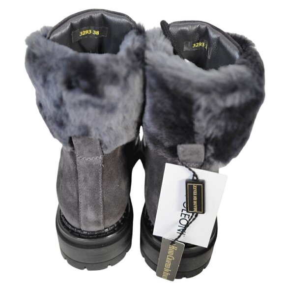 NWT Made In Italy Genuine Suede Leather Ankle Booties Boots Gray Women Size 8 - Picture 4 of 15